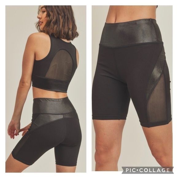 Black Biker Shorts & Cross-Over Sports Bra - Picture 4 of 5